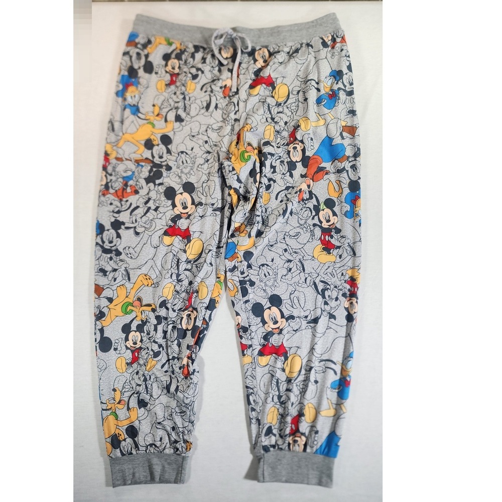 Disney Mickey Mouse Pajama Pants Mens XXL Gray All Over Print Jogger Sleepwear